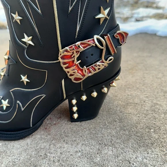 Christian Louboutin Cowboy Western Boots 40 Horseshoe Embellished 9 10 - Picture 15 of 16